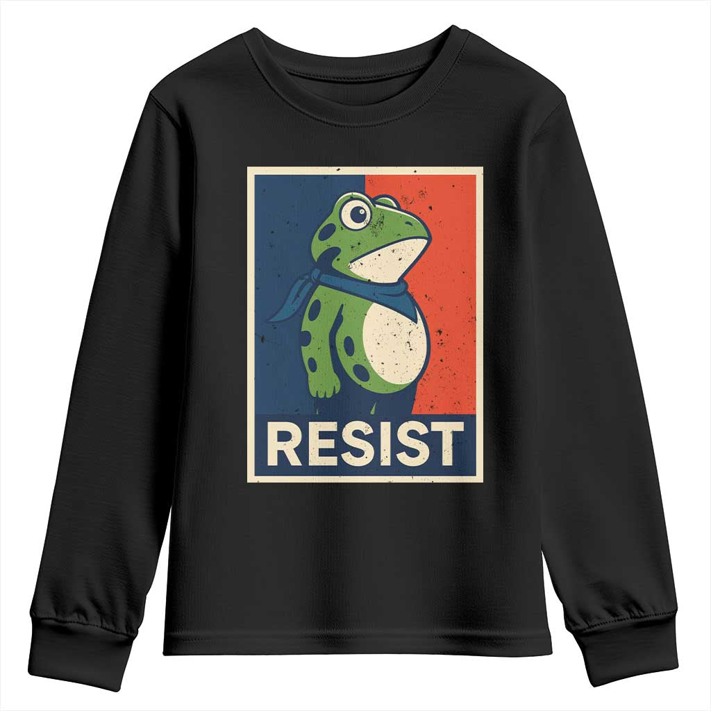 Portland 2025 Protest Youth Sweatshirt Frog Resist Against Pepper Spray TS02 Black Print Your Wear
