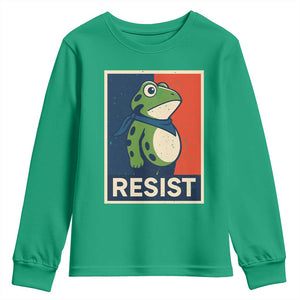 Portland 2025 Protest Youth Sweatshirt Frog Resist Against Pepper Spray TS02 Irish Green Print Your Wear