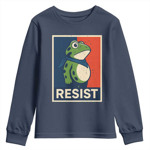 Portland 2025 Protest Youth Sweatshirt Frog Resist Against Pepper Spray TS02 Navy Print Your Wear