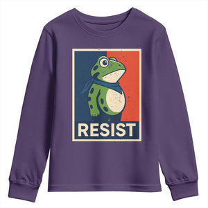 Portland 2025 Protest Youth Sweatshirt Frog Resist Against Pepper Spray TS02 Purple Print Your Wear