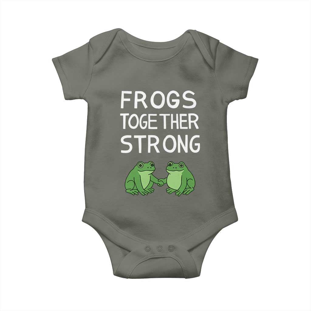 Frogs Together Strong Baby Onesie Free Portland Oregon Unity Meme TS02 Military Green Print Your Wear