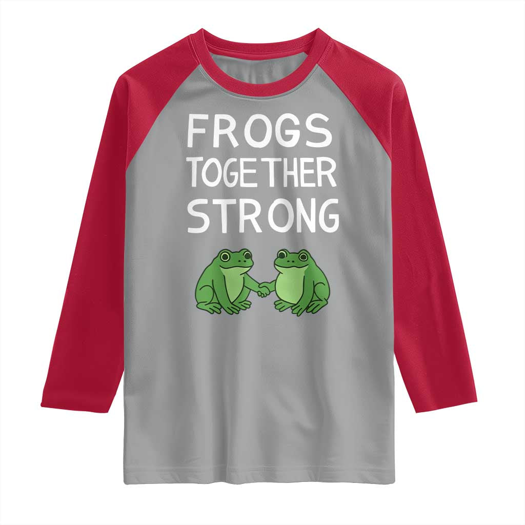 Frogs Together Strong Raglan Shirt Free Portland Oregon Unity Meme TS02 Sport Gray Red Print Your Wear