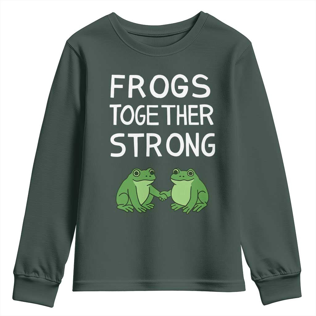 Frogs Together Strong Youth Sweatshirt Free Portland Oregon Unity Meme TS02 Dark Forest Green Print Your Wear