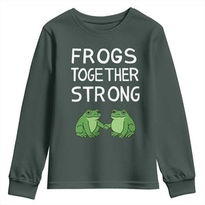 Frogs Together Strong Youth Sweatshirt Free Portland Oregon Unity Meme TS02 Dark Forest Green Print Your Wear