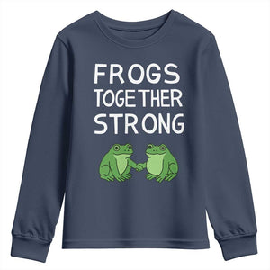 Frogs Together Strong Youth Sweatshirt Free Portland Oregon Unity Meme TS02 Navy Print Your Wear