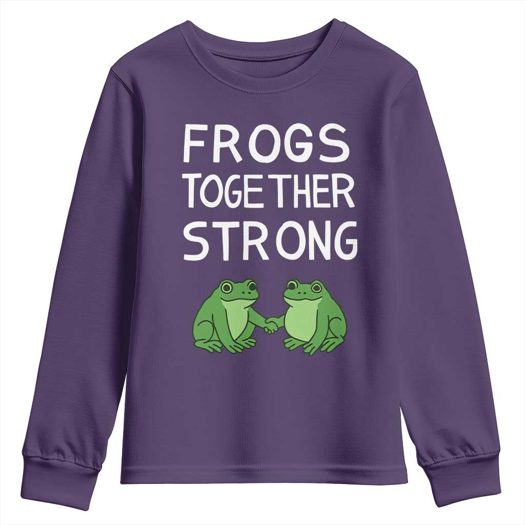 Frogs Together Strong Youth Sweatshirt Free Portland Oregon Unity Meme TS02 Purple Print Your Wear