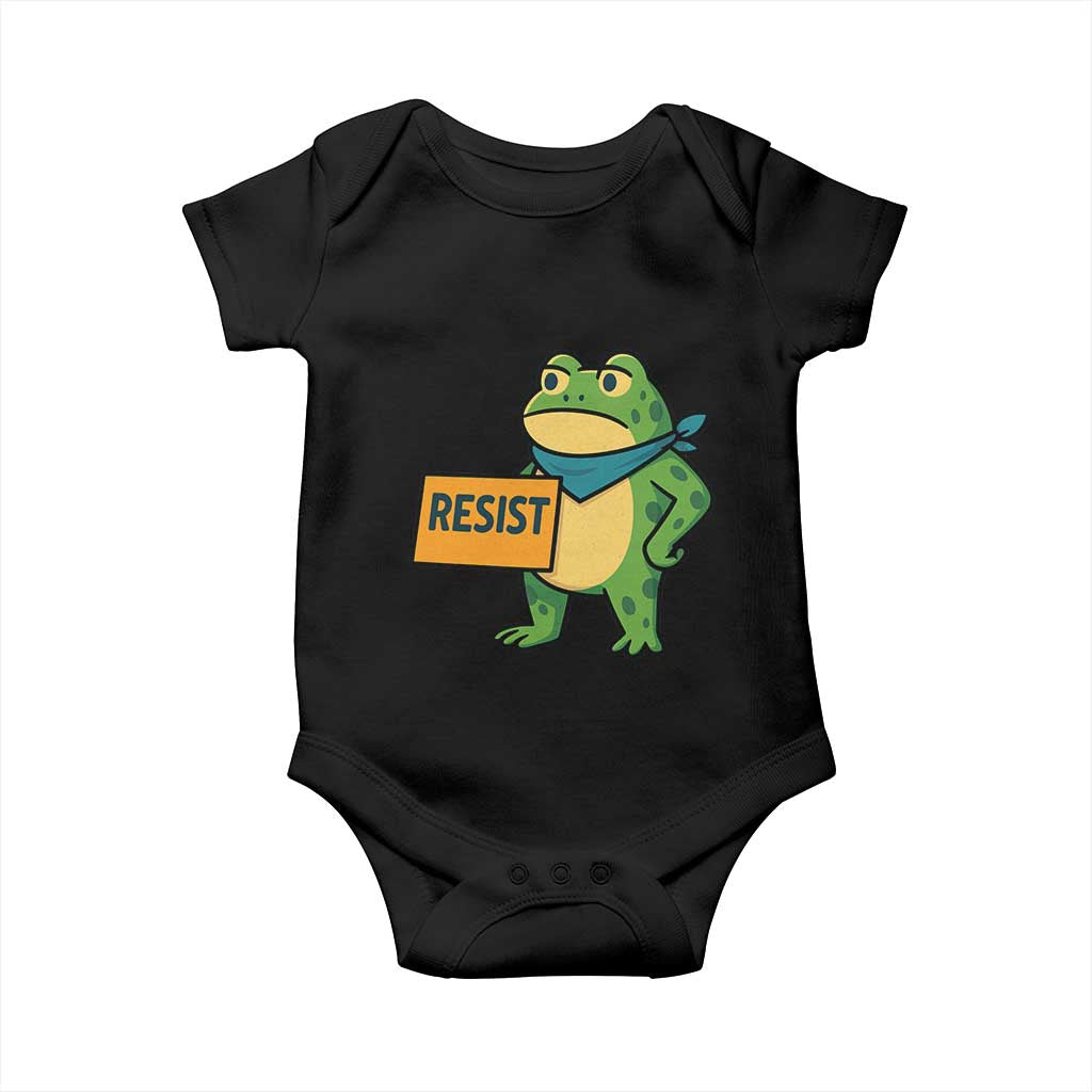 Retro Frog Resist Baby Onesie Free Portland Oregon Funny Cartoon Graphic TS02 Black Print Your Wear
