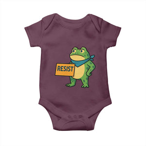 Retro Frog Resist Baby Onesie Free Portland Oregon Funny Cartoon Graphic TS02 Maroon Print Your Wear