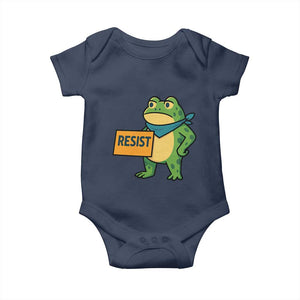 Retro Frog Resist Baby Onesie Free Portland Oregon Funny Cartoon Graphic TS02 Navy Print Your Wear