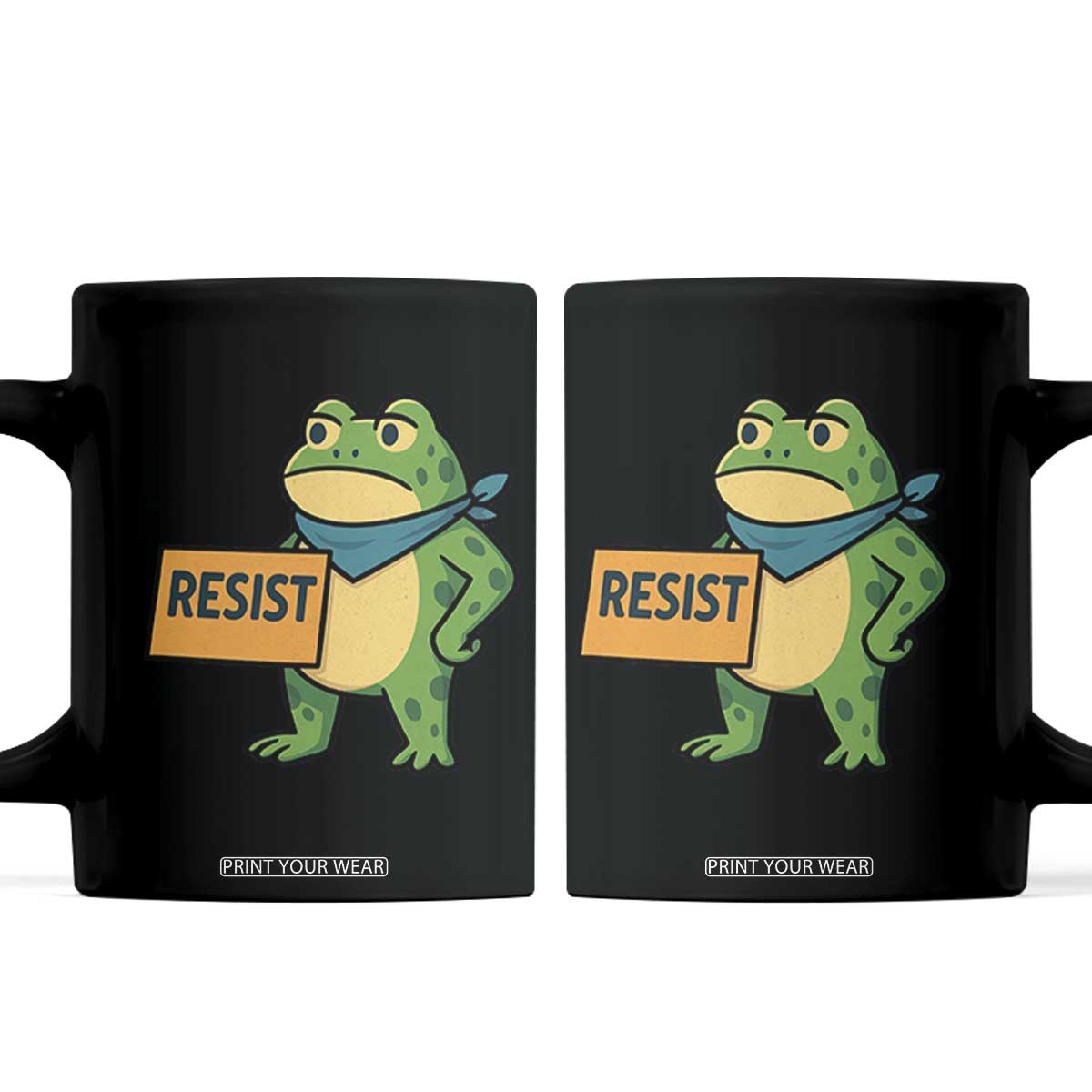Retro Frog Resist Coffee Mug Free Portland Oregon Funny Cartoon Graphic TS02 Black Print Your Wear