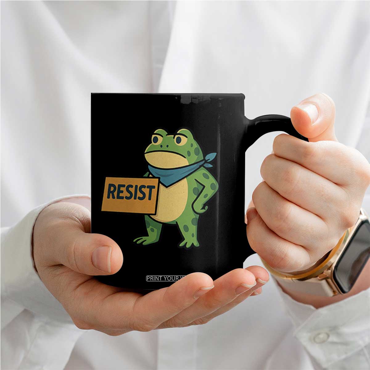 Retro Frog Resist Coffee Mug Free Portland Oregon Funny Cartoon Graphic TS02 Print Your Wear