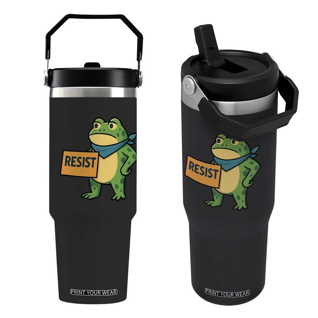 Retro Frog Resist Flip Straw Tumbler Free Portland Oregon Funny Cartoon Graphic TS02 One Size: 30 oz Black Print Your Wear