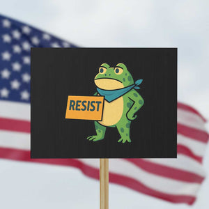 Retro Frog Resist Protest Sign Free Portland Oregon Funny Cartoon Graphic - Print Your Wear