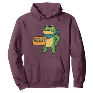 Retro Frog Resist Hoodie Free Portland Oregon Funny Cartoon Graphic TS02 Maroon Print Your Wear