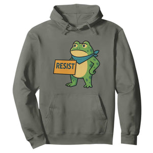 Retro Frog Resist Hoodie Free Portland Oregon Funny Cartoon Graphic TS02 Military Green Print Your Wear