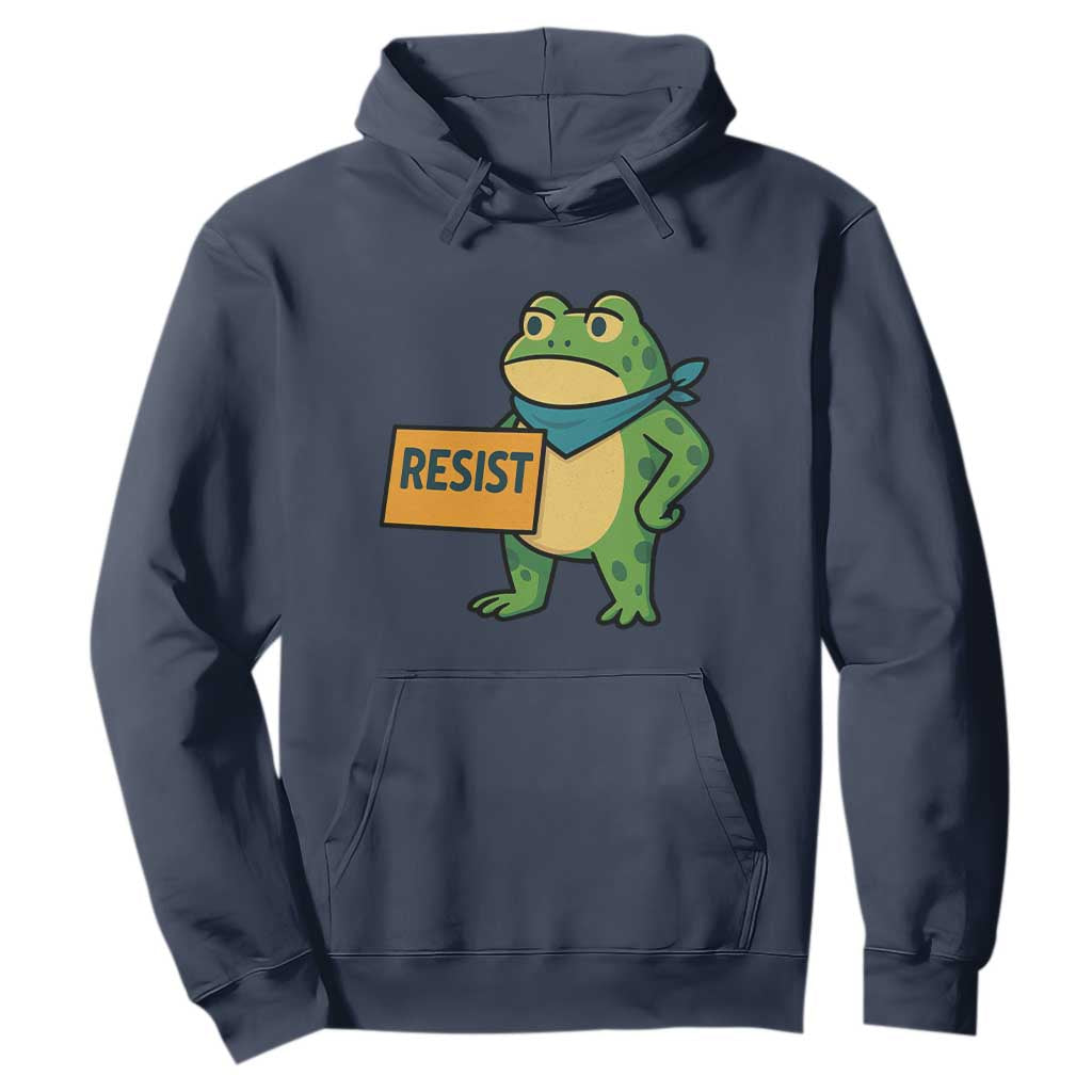 Retro Frog Resist Hoodie Free Portland Oregon Funny Cartoon Graphic TS02 Navy Print Your Wear