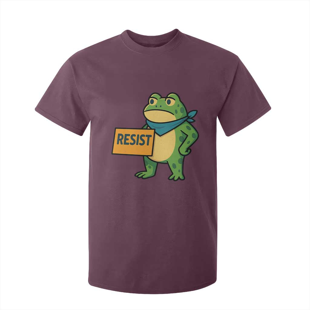 Retro Frog Resist T Shirt For Kid Free Portland Oregon Funny Cartoon Graphic TS02 Maroon Print Your Wear