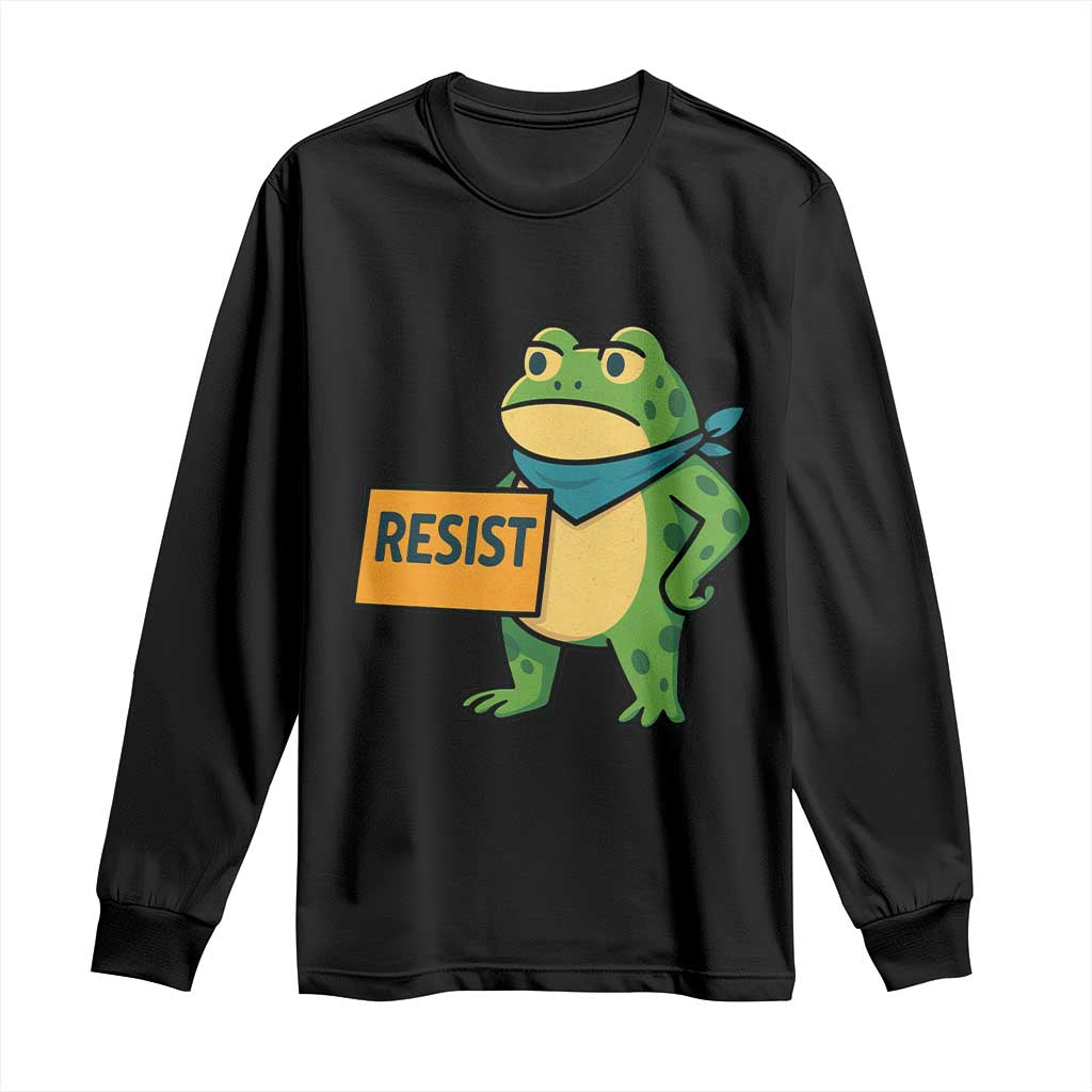Retro Frog Resist Long Sleeve Shirt Free Portland Oregon Funny Cartoon Graphic TS02 Black Print Your Wear