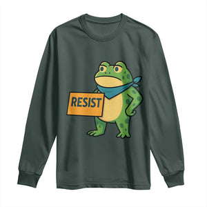 Retro Frog Resist Long Sleeve Shirt Free Portland Oregon Funny Cartoon Graphic TS02 Dark Forest Green Print Your Wear