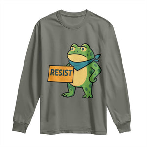 Retro Frog Resist Long Sleeve Shirt Free Portland Oregon Funny Cartoon Graphic TS02 Military Green Print Your Wear
