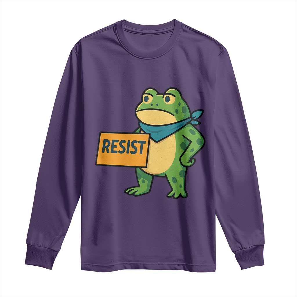 Retro Frog Resist Long Sleeve Shirt Free Portland Oregon Funny Cartoon Graphic TS02 Purple Print Your Wear