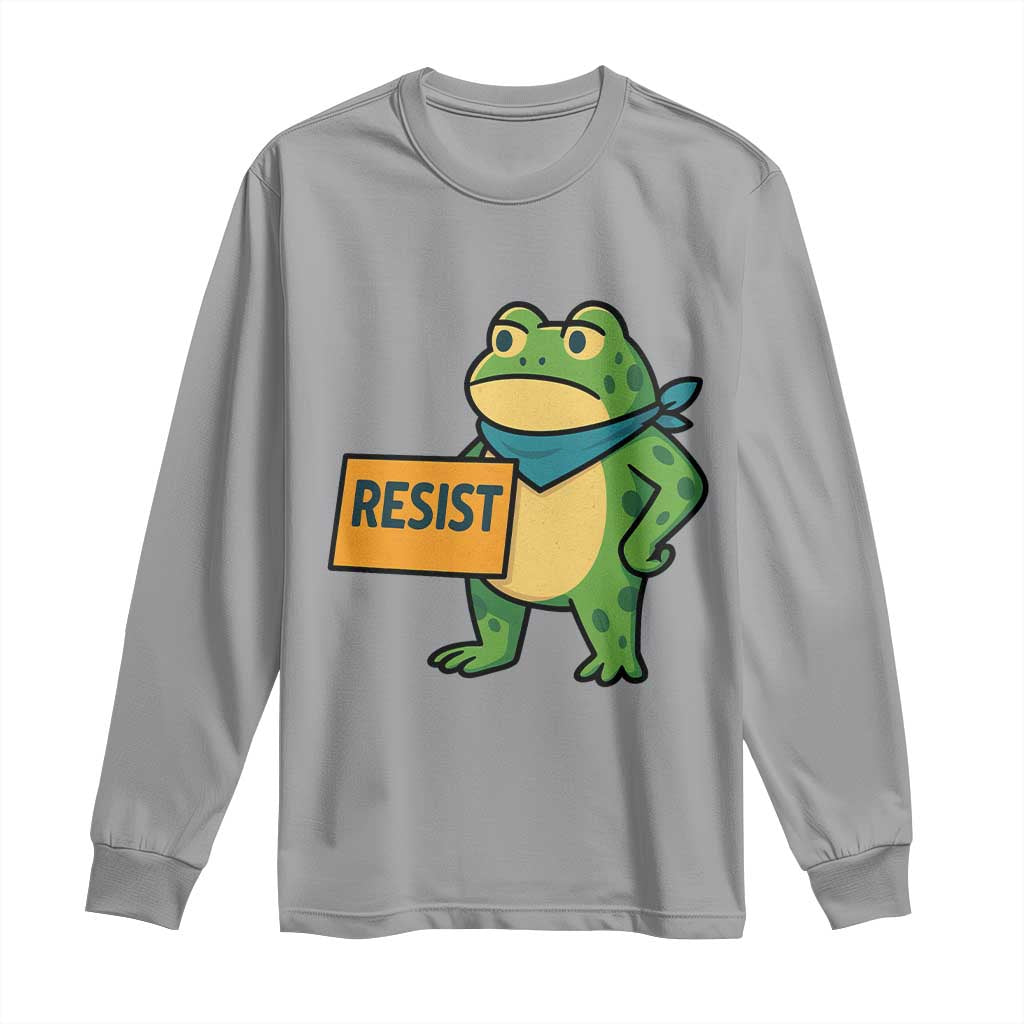 Retro Frog Resist Long Sleeve Shirt Free Portland Oregon Funny Cartoon Graphic TS02 Sport Gray Print Your Wear