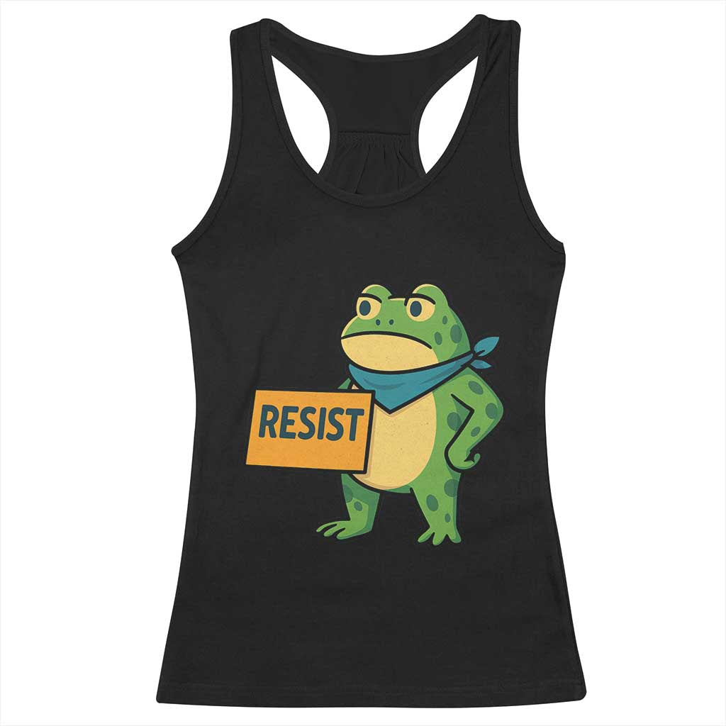 Retro Frog Resist Racerback Tank Top Free Portland Oregon Funny Cartoon Graphic - Print Your Wear