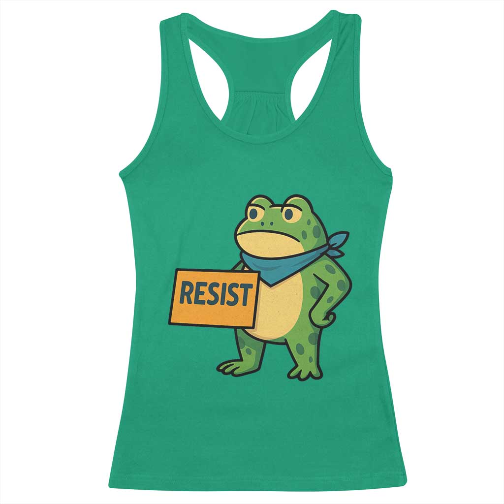 Retro Frog Resist Racerback Tank Top Free Portland Oregon Funny Cartoon Graphic TS02 Irish Green Print Your Wear