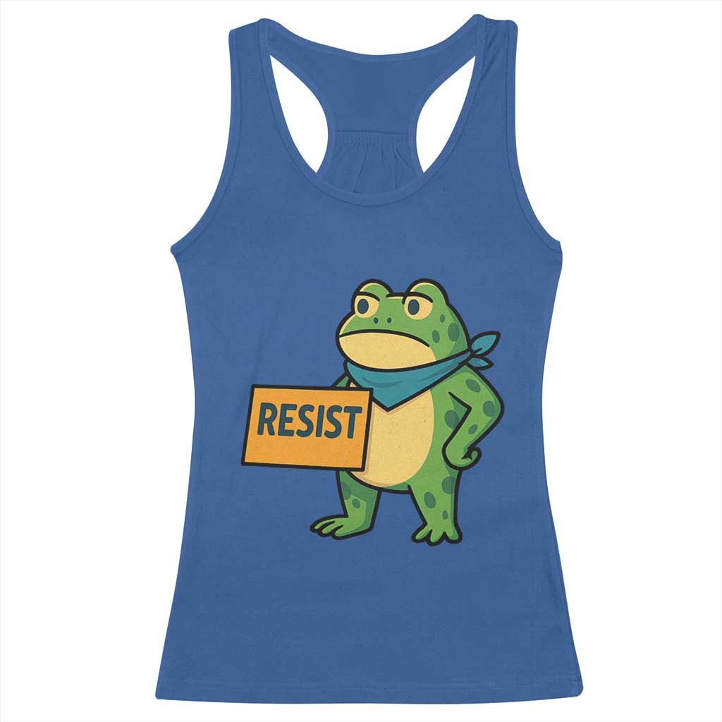 Retro Frog Resist Racerback Tank Top Free Portland Oregon Funny Cartoon Graphic TS02 Royal Blue Print Your Wear