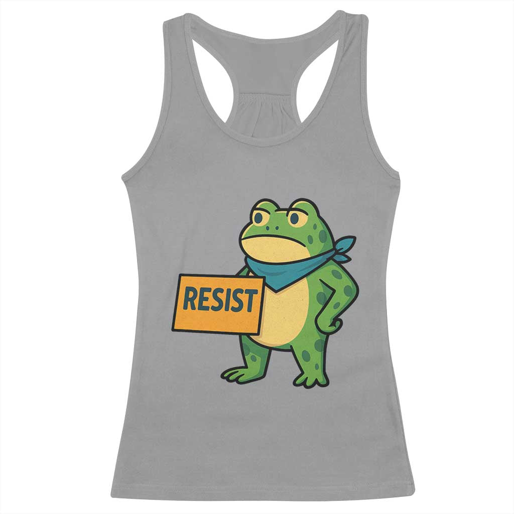 Retro Frog Resist Racerback Tank Top Free Portland Oregon Funny Cartoon Graphic TS02 Sport Gray Print Your Wear