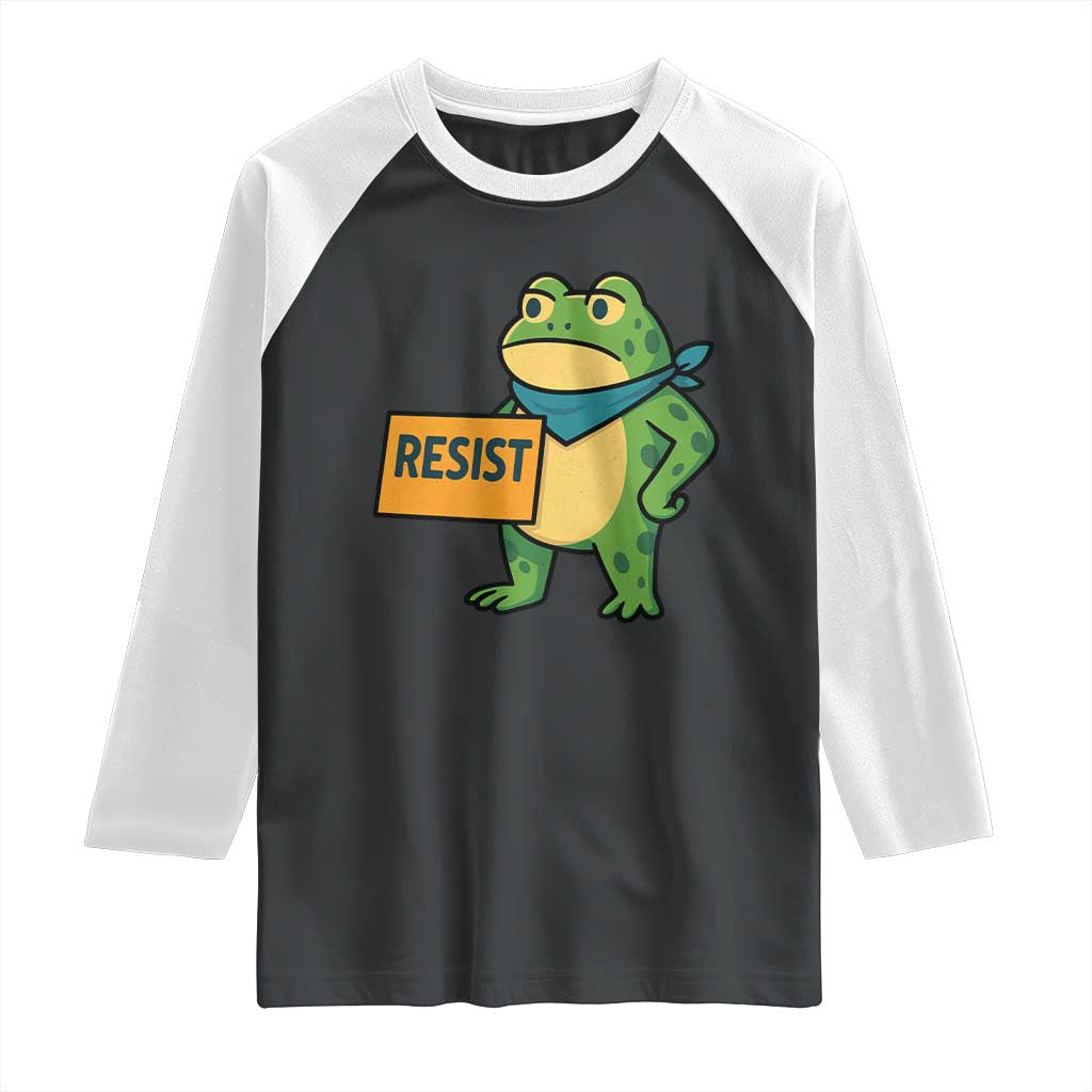 Retro Frog Resist Raglan Shirt Free Portland Oregon Funny Cartoon Graphic TS02 Black White Print Your Wear