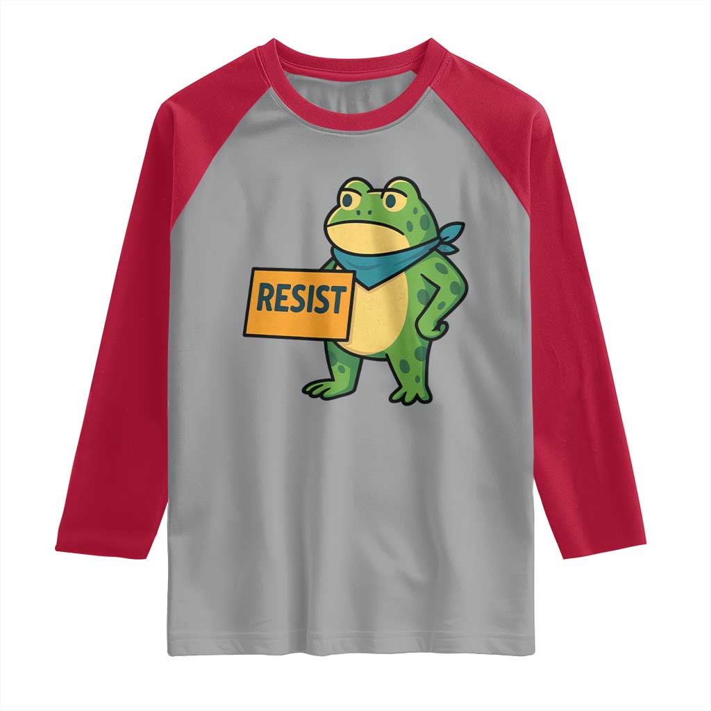 Retro Frog Resist Raglan Shirt Free Portland Oregon Funny Cartoon Graphic TS02 Sport Gray Red Print Your Wear