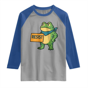 Retro Frog Resist Raglan Shirt Free Portland Oregon Funny Cartoon Graphic TS02 Sport Gray Royal Print Your Wear