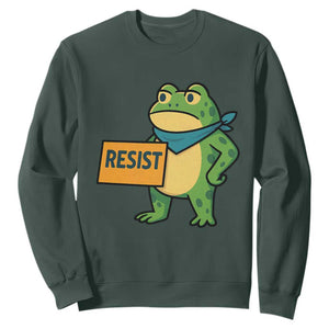 Retro Frog Resist Sweatshirt Free Portland Oregon Funny Cartoon Graphic TS02 Dark Forest Green Print Your Wear