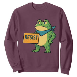 Retro Frog Resist Sweatshirt Free Portland Oregon Funny Cartoon Graphic TS02 Maroon Print Your Wear