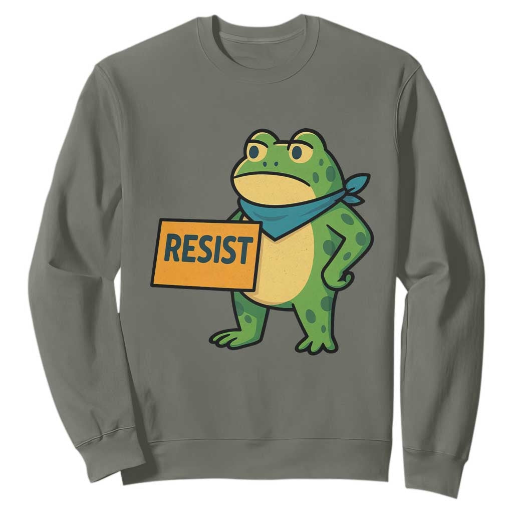 Retro Frog Resist Sweatshirt Free Portland Oregon Funny Cartoon Graphic TS02 Military Green Print Your Wear
