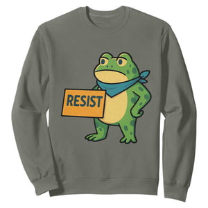 Retro Frog Resist Sweatshirt Free Portland Oregon Funny Cartoon Graphic TS02 Military Green Print Your Wear