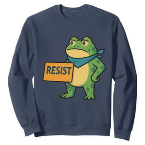 Retro Frog Resist Sweatshirt Free Portland Oregon Funny Cartoon Graphic TS02 Navy Print Your Wear