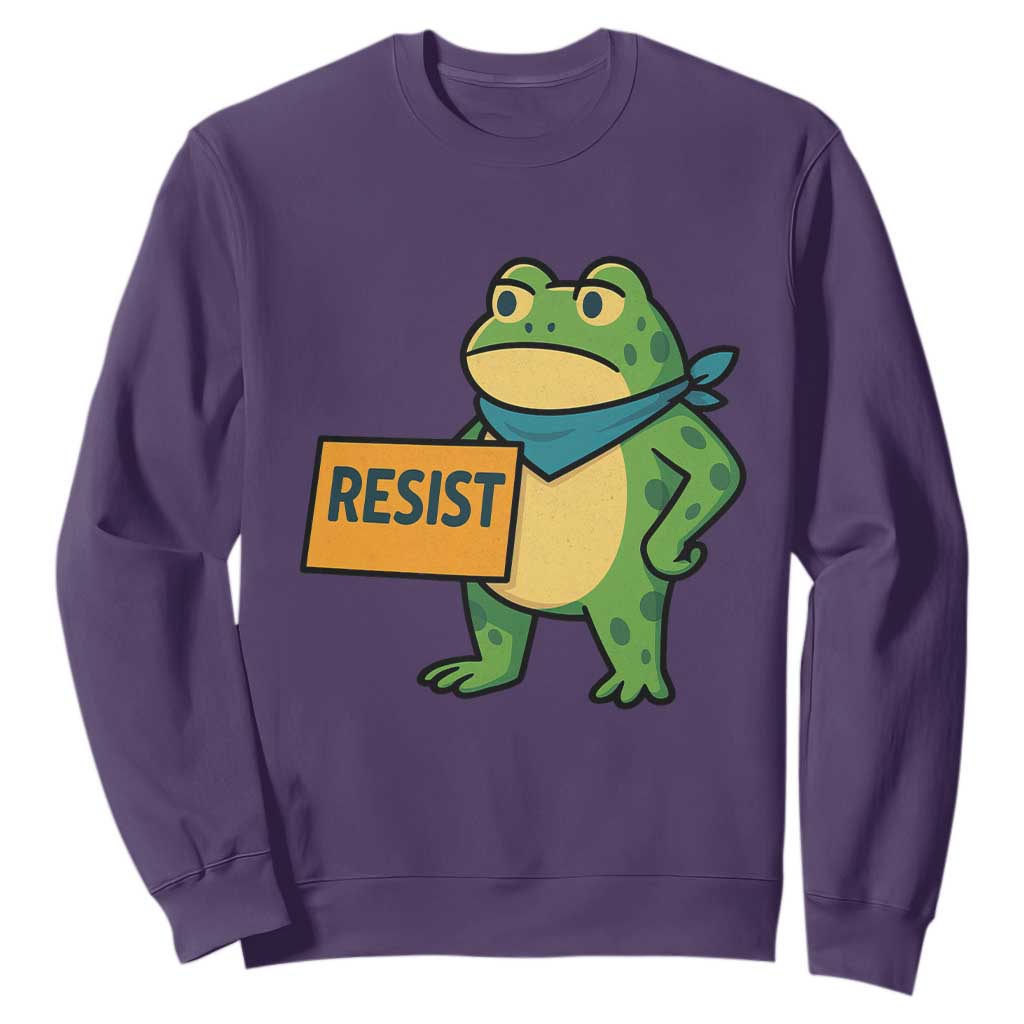 Retro Frog Resist Sweatshirt Free Portland Oregon Funny Cartoon Graphic TS02 Purple Print Your Wear