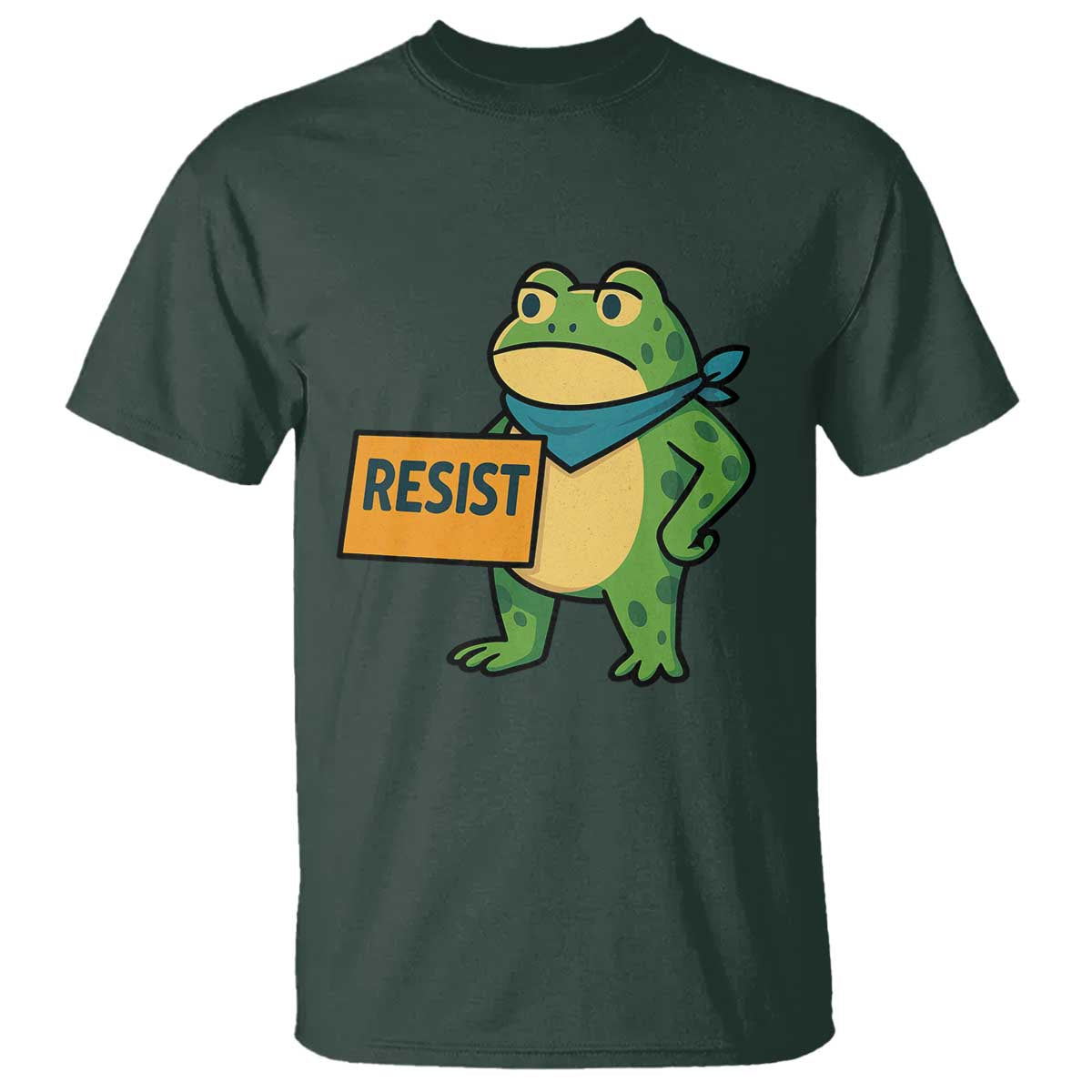 Retro Frog Resist T Shirt Free Portland Oregon Funny Cartoon Graphic TS02 Dark Forest Green Print Your Wear