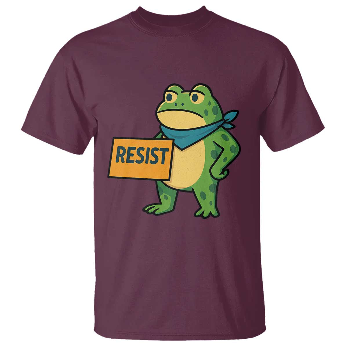 Retro Frog Resist T Shirt Free Portland Oregon Funny Cartoon Graphic TS02 Maroon Print Your Wear