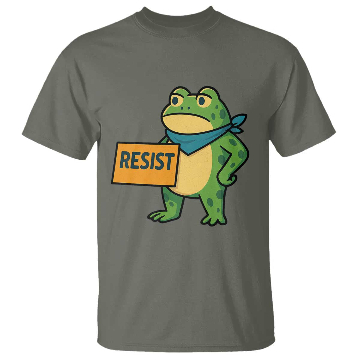 Retro Frog Resist T Shirt Free Portland Oregon Funny Cartoon Graphic TS02 Military Green Print Your Wear