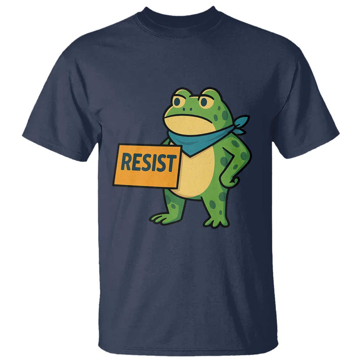 Retro Frog Resist T Shirt Free Portland Oregon Funny Cartoon Graphic TS02 Navy Print Your Wear