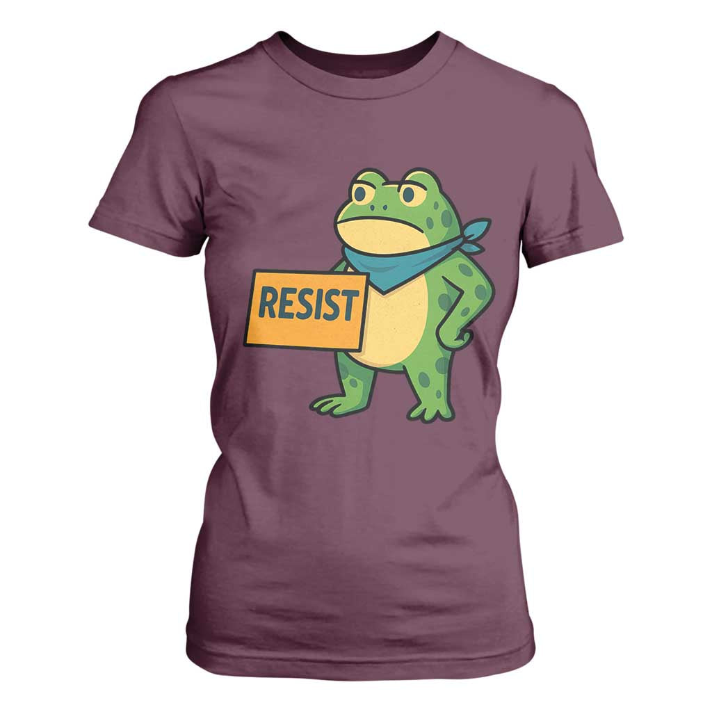 Retro Frog Resist T Shirt For Women Free Portland Oregon Funny Cartoon Graphic TS02 Maroon Print Your Wear