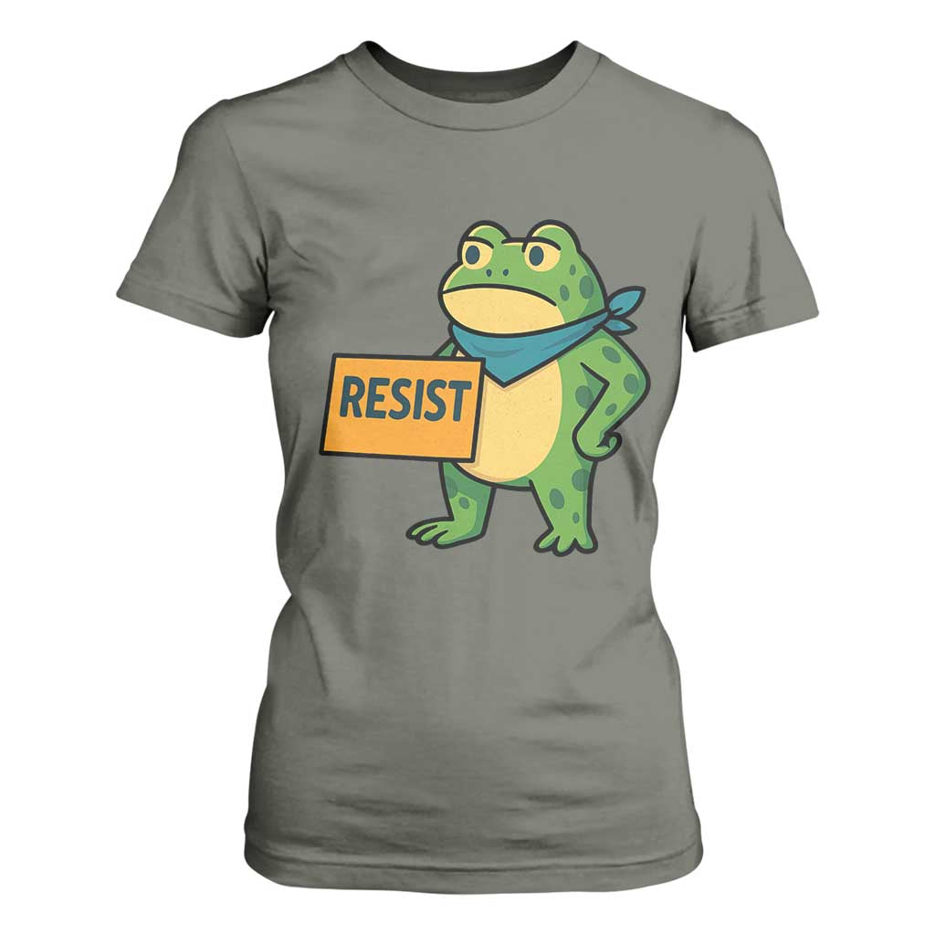 Retro Frog Resist T Shirt For Women Free Portland Oregon Funny Cartoon Graphic TS02 Military Green Print Your Wear