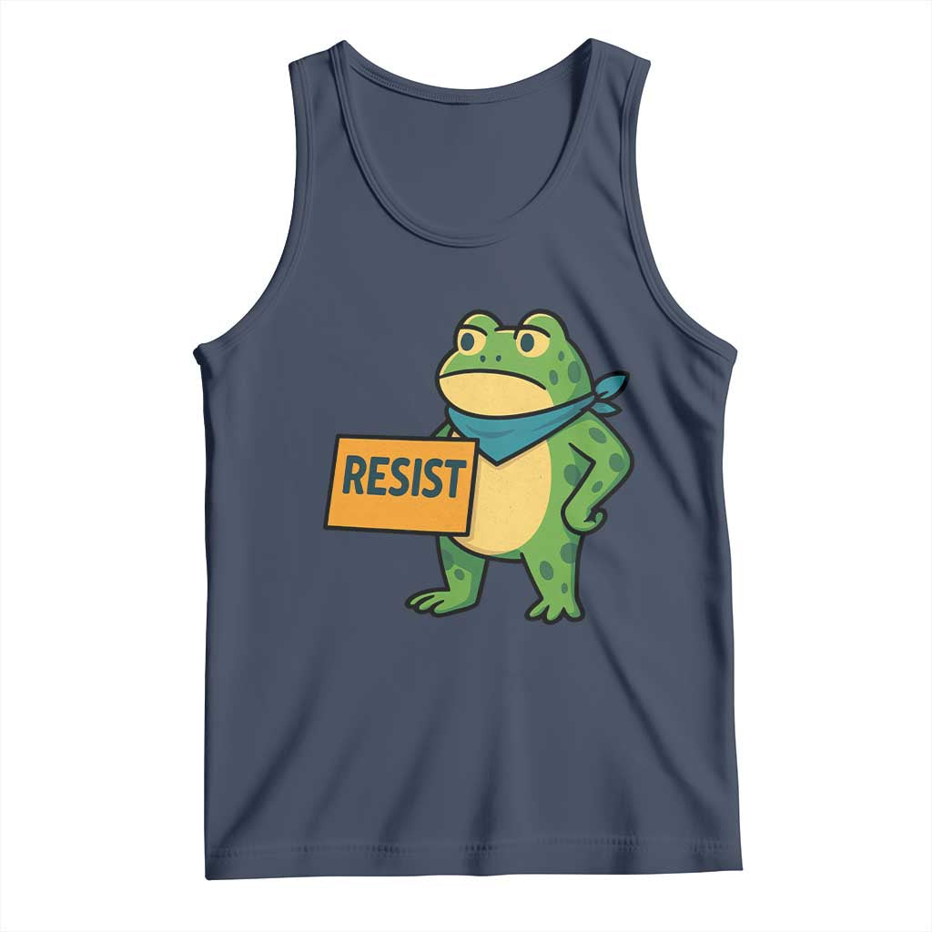 Retro Frog Resist Tank Top Free Portland Oregon Funny Cartoon Graphic TS02 Navy Print Your Wear