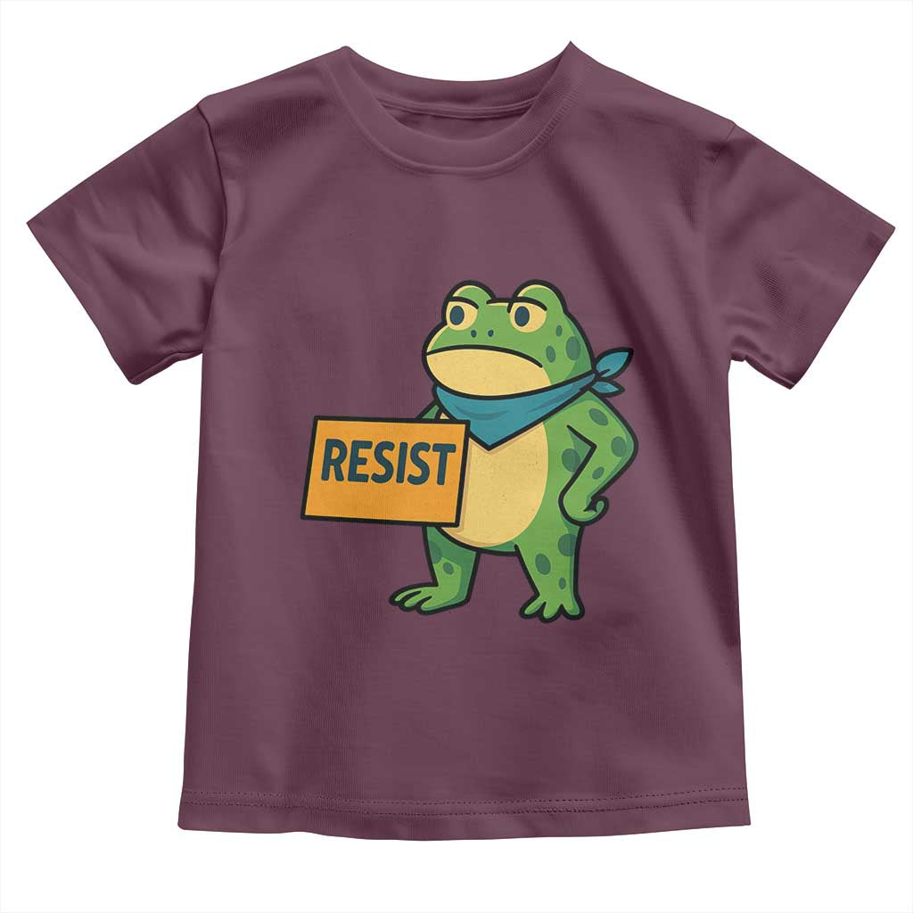 Retro Frog Resist Toddler T Shirt Free Portland Oregon Funny Cartoon Graphic TS02 Maroon Print Your Wear