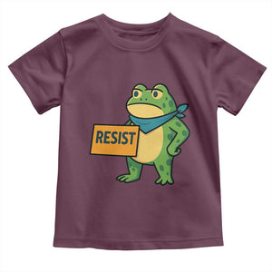 Retro Frog Resist Toddler T Shirt Free Portland Oregon Funny Cartoon Graphic TS02 Maroon Print Your Wear