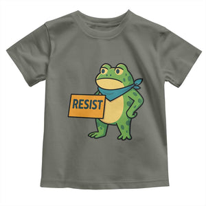 Retro Frog Resist Toddler T Shirt Free Portland Oregon Funny Cartoon Graphic TS02 Military Green Print Your Wear