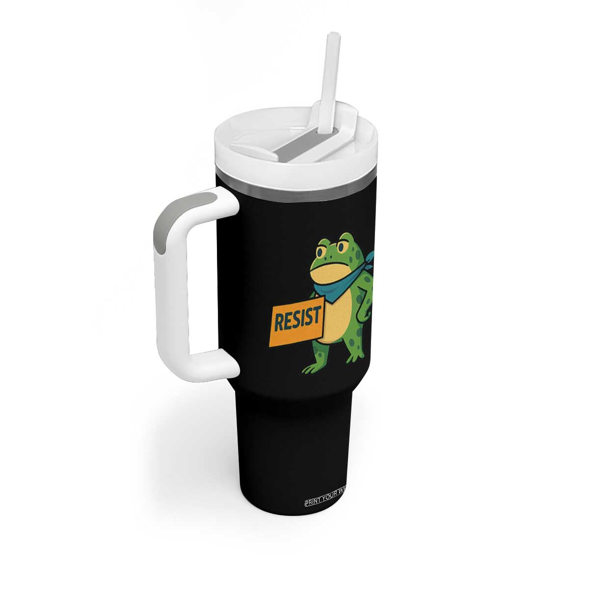 Retro Frog Resist Tumbler With Handle Free Portland Oregon Funny Cartoon Graphic TS02 Print Your Wear
